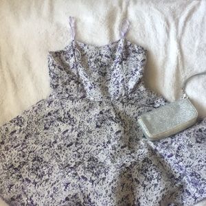 Light floral purple and silver formal dress